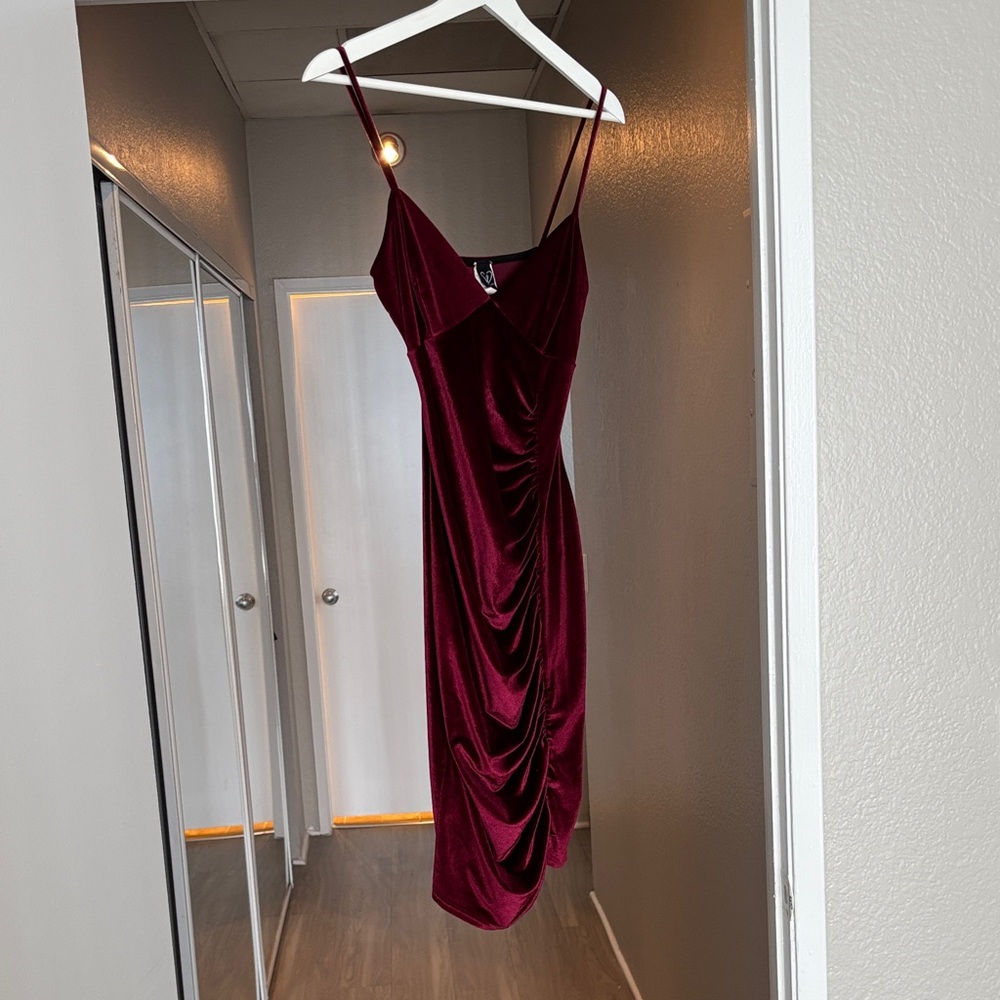 Windsor Rich Burgundy Velvet Mini Dress